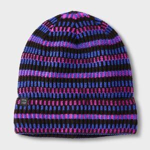 NWT All In Motion Kids' Plaited Striped Cuff Beanie | Purple | One Size
